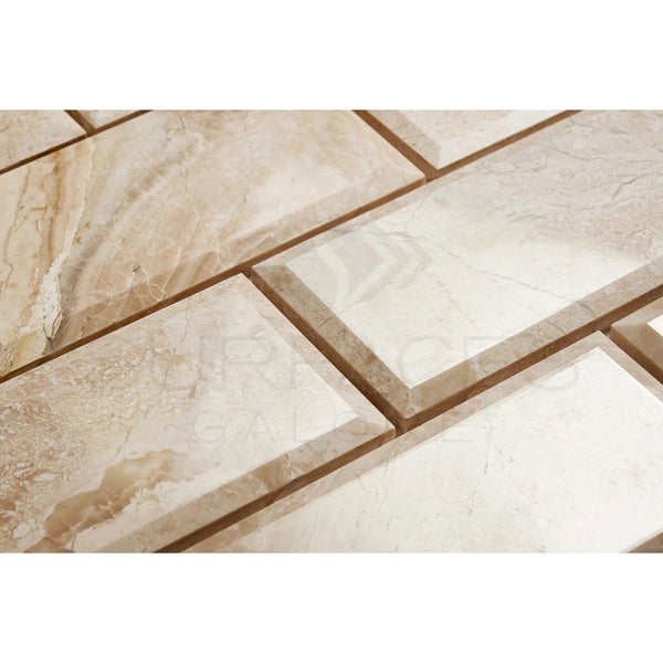 Diano Royal (Queen Beige) Marble 3X6 Deep - Beveled Tile Polished - Honed - SurfacesGalorePolished