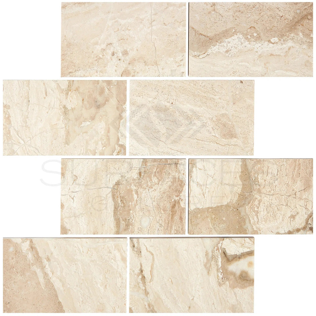 Diano Royal (Queen Beige) Marble 3X6 Tile Polished - Honed - SurfacesGalorePolished