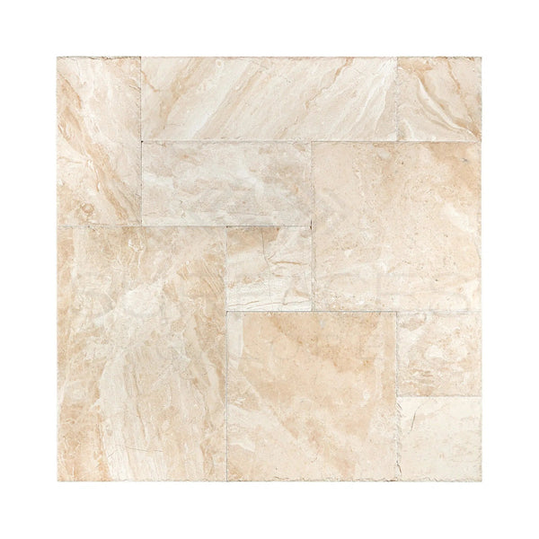 Diano Royal (Queen Beige) Marble 4 pcs Versailles Pattern/French Pattern Set Brushed and Chiseled - SurfacesGalore