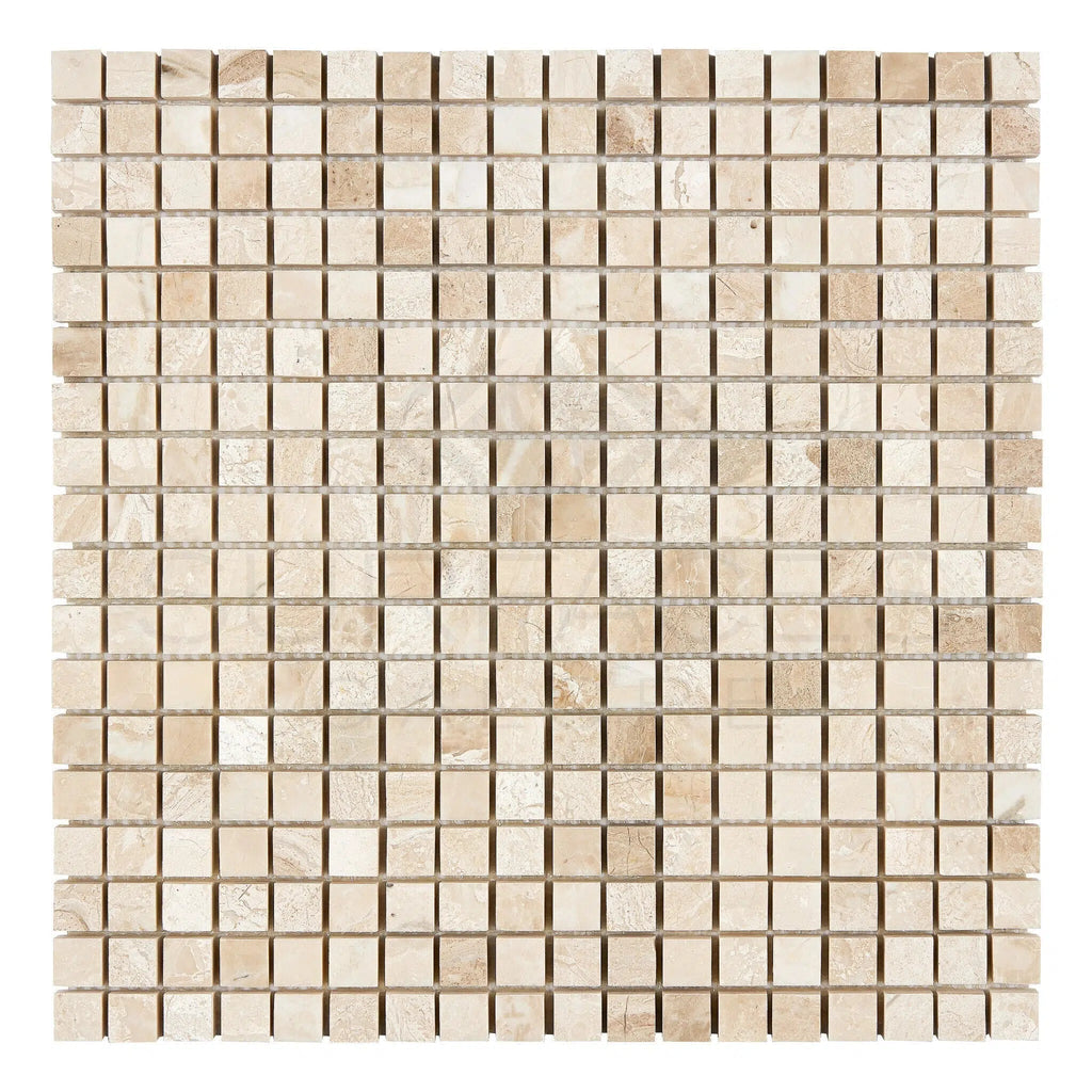 Diano Royal (Queen Beige) Marble 5/8X5/8 Mosaic Polished - SurfacesGalore