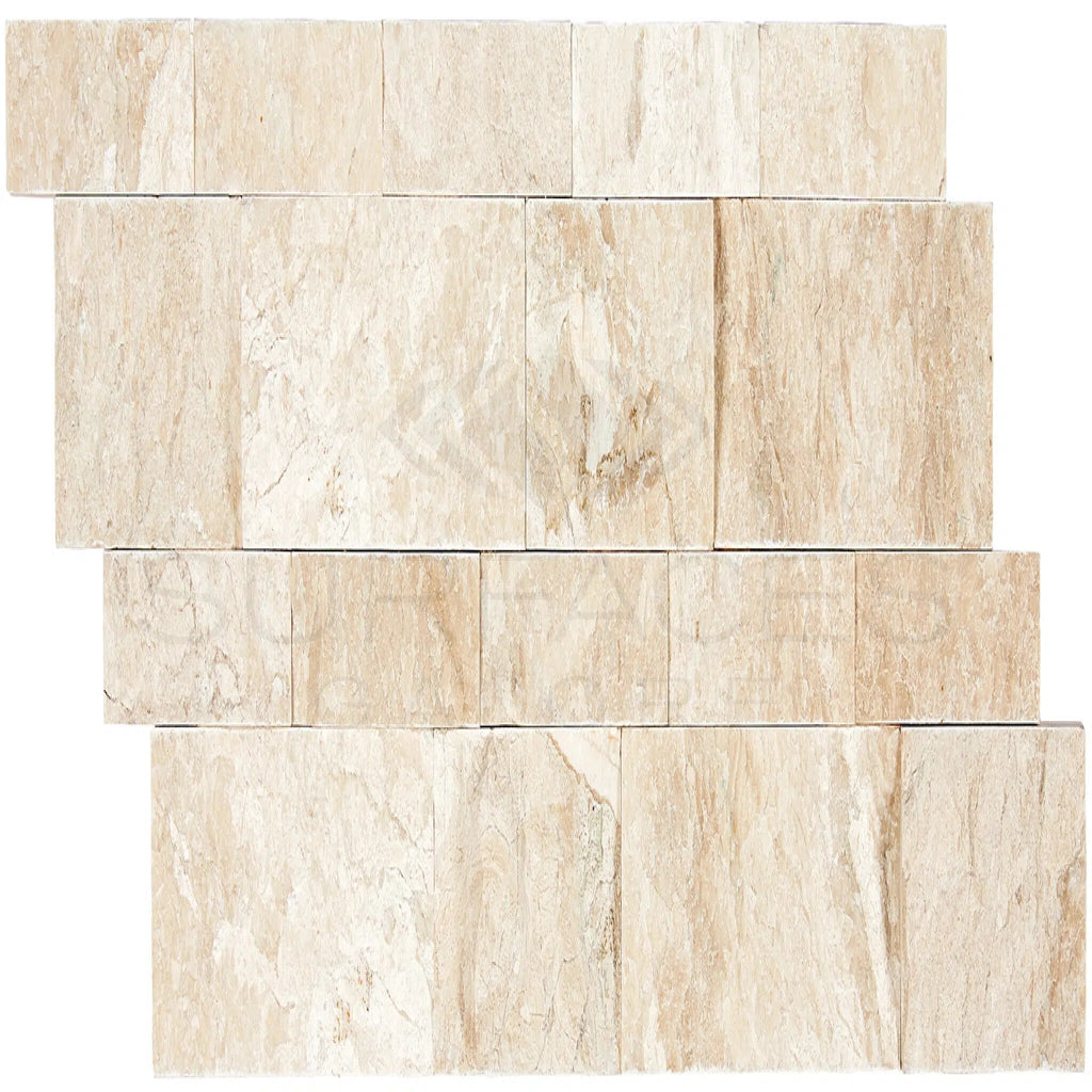 Diano Royal (Queen Beige) Marble Ledger - Panel ("Z" Split - Panel) Mosaic Split - Faced - SurfacesGalore