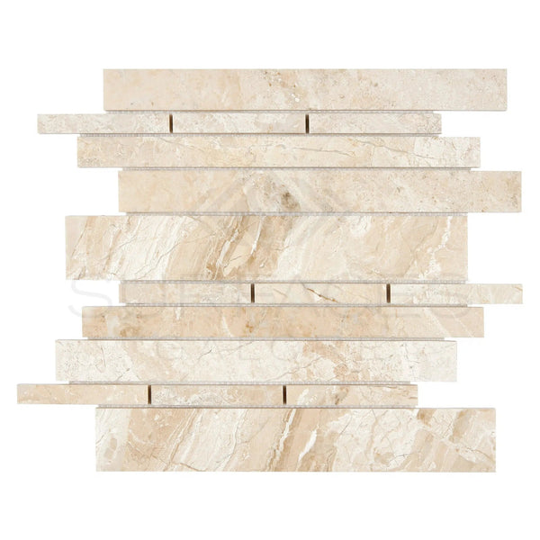 Diano Royal (Queen Beige) Marble Manhattan (Random - Strip) Mosaic Polished - SurfacesGalore