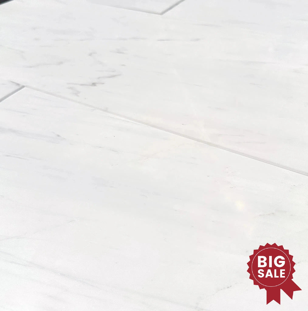 Dolomite Classic White Marble (Snow White) Classic Quality 12X24 Polished Tile 120 Sq.Ft. - Discounted, Marble/Travertine Clearance Sale - SurfacesGalore