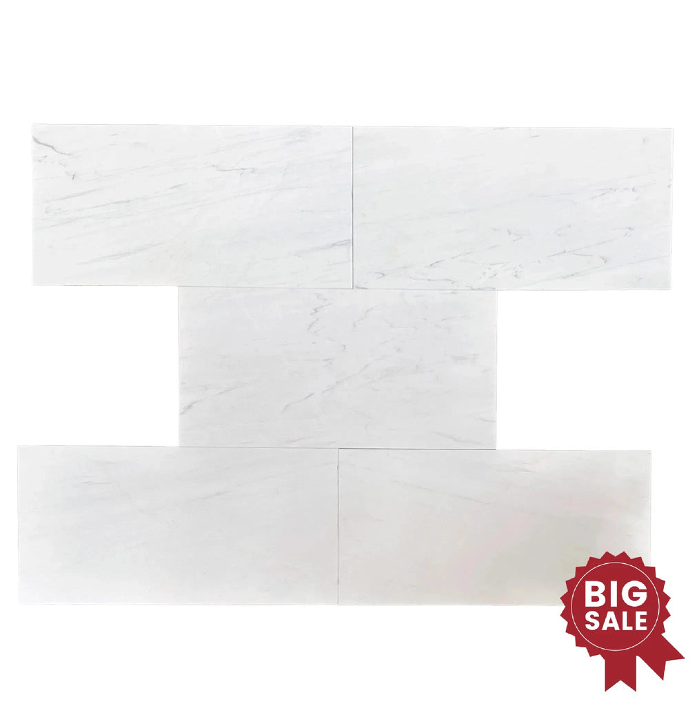 Dolomite Classic White Marble (Snow White) Classic Quality 12X24 Polished Tile 120 Sq.Ft. - Discounted, Marble/Travertine Clearance Sale - SurfacesGalore