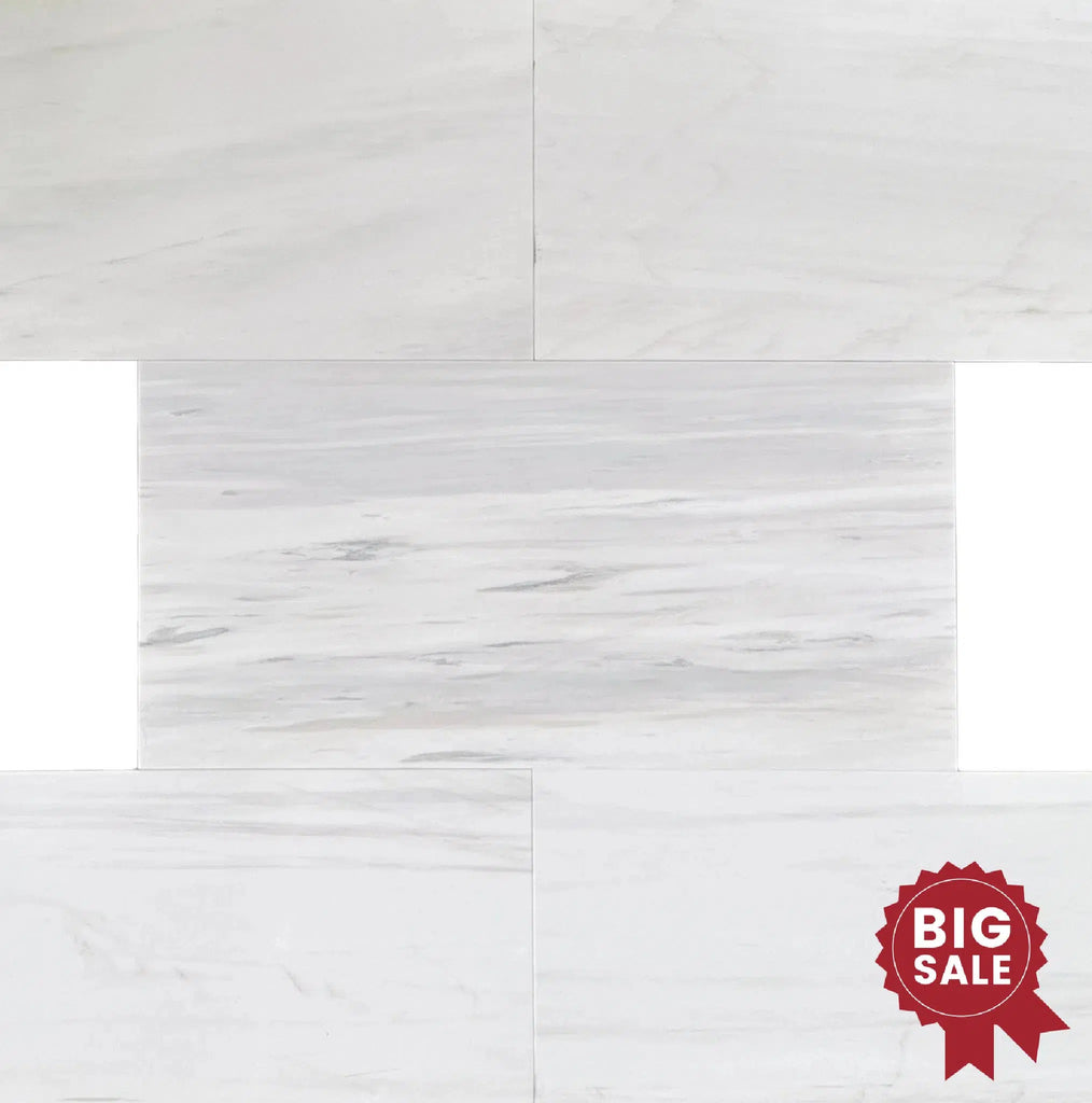 Dolomite White Marble (Snow White) Standart Quality 12X24 Polished Tile 110 Sq.Ft. - Discounted, Marble/Travertine Clearance Sale - SurfacesGalore