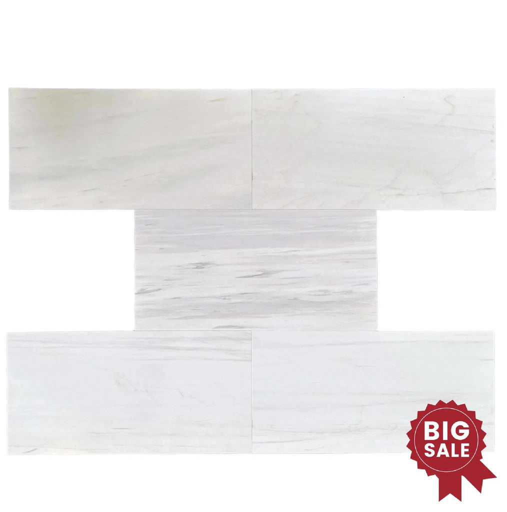 Dolomite White Marble (Snow White) Standart Quality 12X24 Polished Tile 110 Sq.Ft. - Discounted, Marble/Travertine Clearance Sale - SurfacesGalore