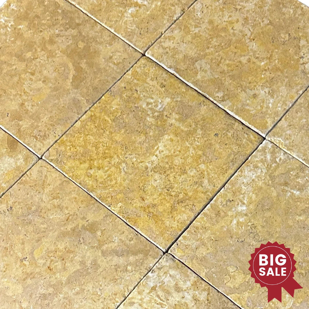 Dore Reale Light (Golden Beige) 12X12 Tumbled Tile 110 Sq.Ft. - Discounted, Marble/Travertine Clearance Sale - SurfacesGalore