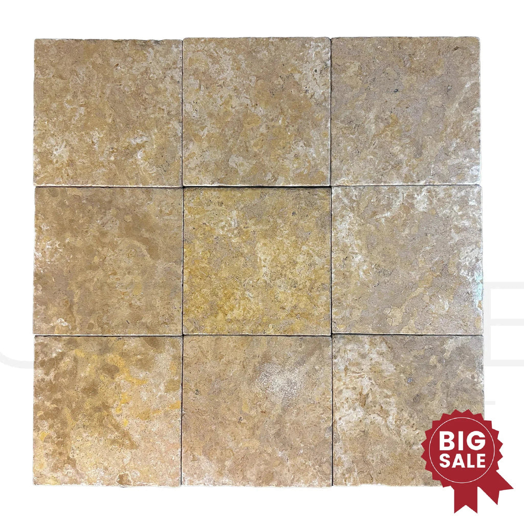 Dore Reale Light (Golden Beige) 12X12 Tumbled Tile 110 Sq.Ft. - Discounted, Marble/Travertine Clearance Sale - SurfacesGalore