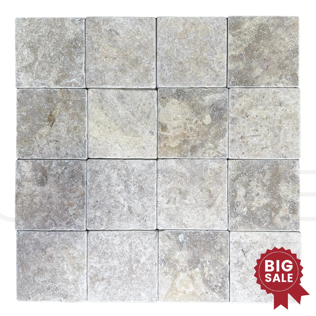 Dore Reale Light (Golden Beige) 6X6 Tumbled Tile 100 Sq.Ft. - Discounted, Marble/Travertine Clearance Sale - SurfacesGalore