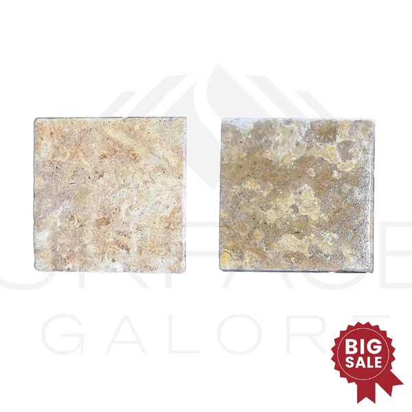 Dore Reale Light (Golden Beige) 6X6 Tumbled Tile 100 Sq.Ft. - Discounted, Marble/Travertine Clearance Sale - SurfacesGalore