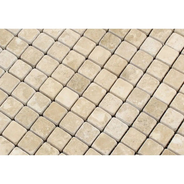 Durango/Paredon (Mexican) 1X1 Mosaic Travertine Tumbled - SurfacesGalore