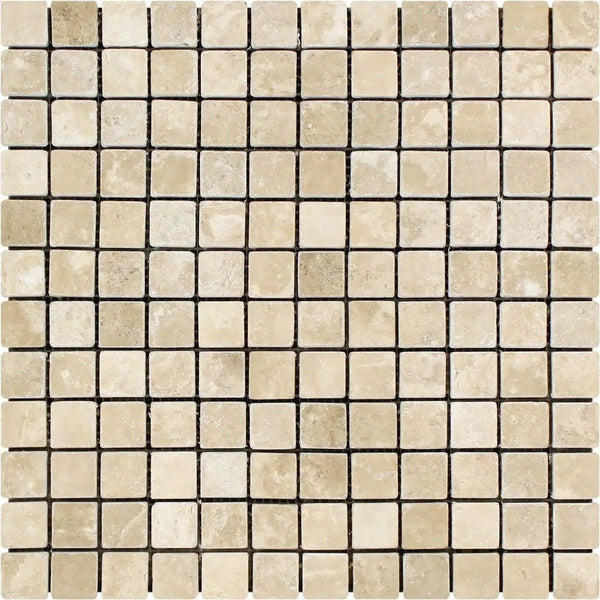 Durango/Paredon (Mexican) 1X1 Mosaic Travertine Tumbled - SurfacesGalore