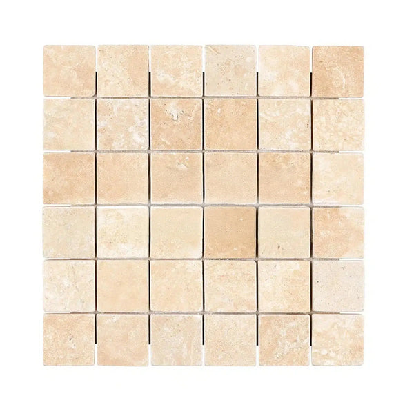 Durango/Paredon (Mexican) 2X2 Brick Mosaic Travertine Tumbled