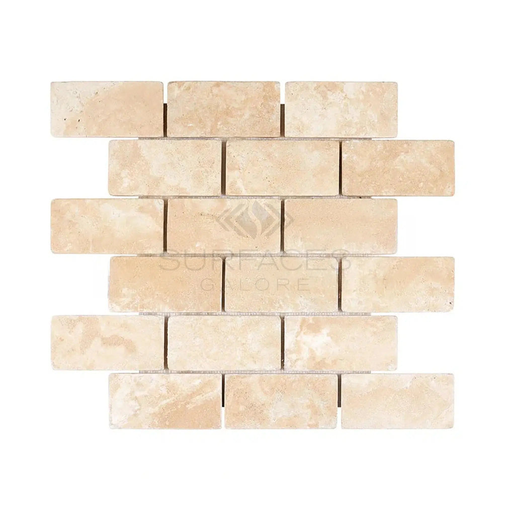 Durango/Paredon (Mexican) 2X4 Brick Mosaic Travertine Tumbled