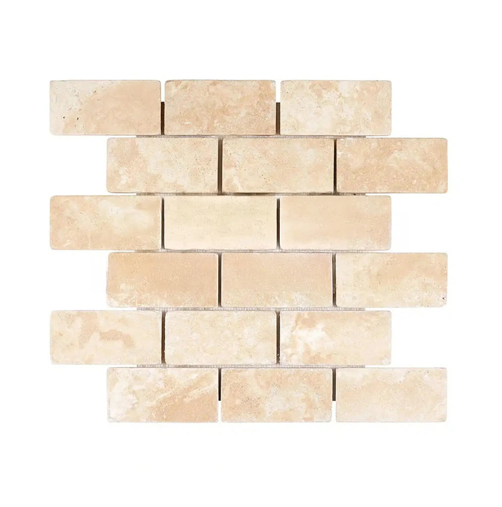 Durango/Paredon (Mexican) 2X4 Brick Mosaic Travertine Tumbled