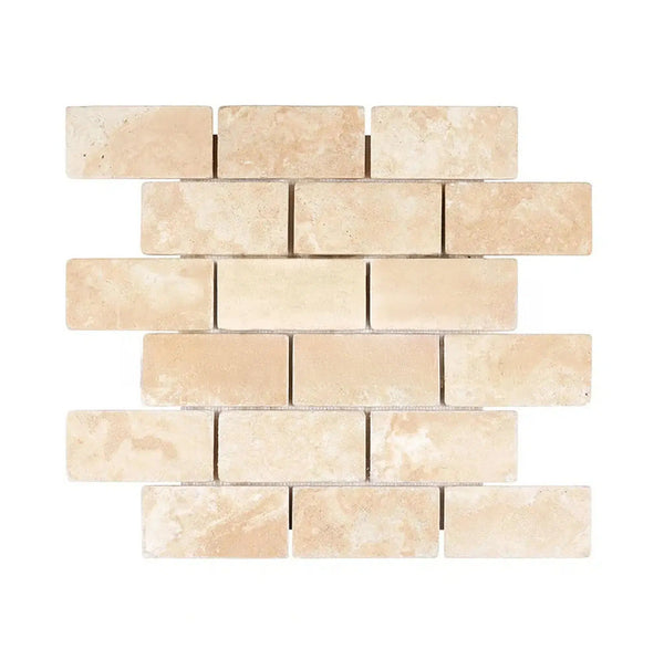 Durango/Paredon (Mexican) 2X4 Brick Mosaic Travertine Tumbled