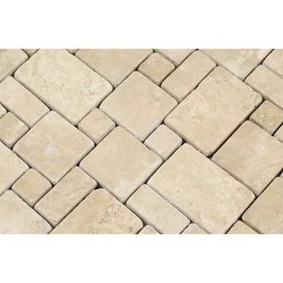 Durango/Paredon (Mexican) Mini - Versailles Mosaic Travertine Tumbled - SurfacesGalore