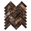 Emperador Dark Marble 1X4 Herringbone Mosaic Polished