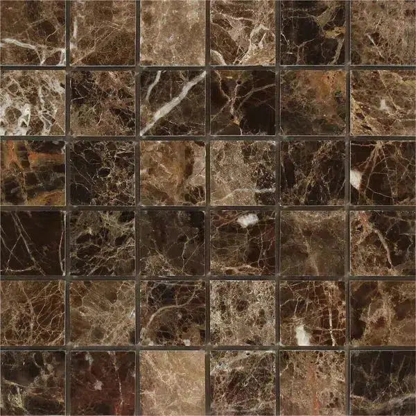 Emperador Dark Marble 2X2 Mosaic Polished