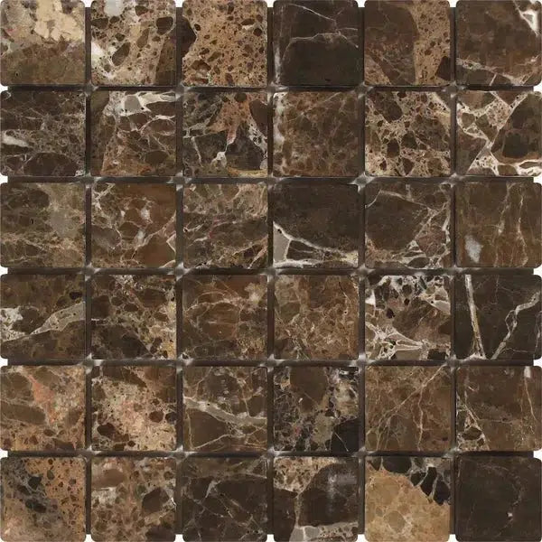 Emperador Dark Marble 2X2 Mosaic Tumbled