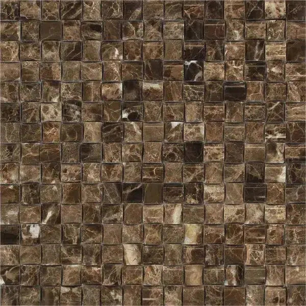 Emperador Dark Marble 3-D Small-Bread Mosaic Polished