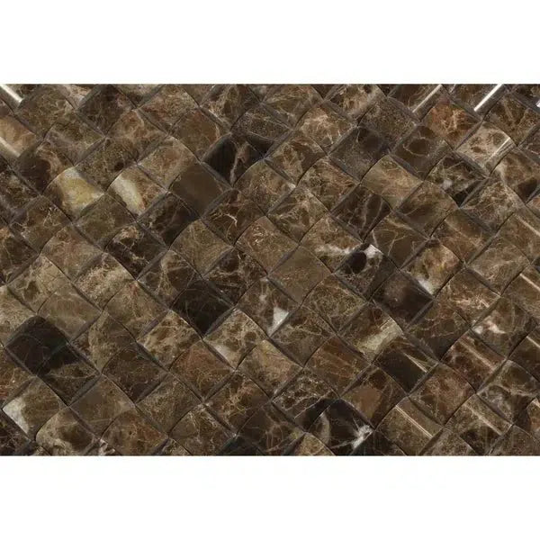 Emperador Dark Marble 3-D Small-Bread Mosaic Polished