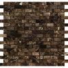 Emperador Dark Marble 5/8X1 1/4 Mini-Brick Mosaic Polished