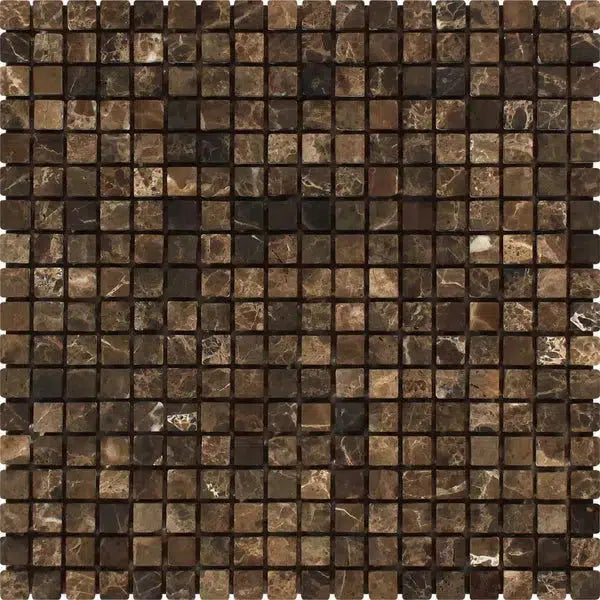 Emperador Dark Marble 5/8X5/8 Mosaic Tumbled