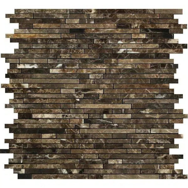 Emperador Dark Marble Bamboo Sticks (Single-Color: Emperador Dark) Mosaic Polished