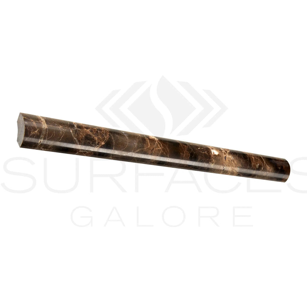 Emperador Dark Premium Marble 1X12 Quarter - Round Trim Liner Polished - SurfacesGalore