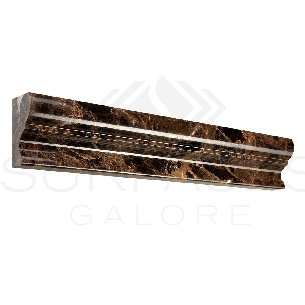 Emperador Dark Premium Marble 2X12 Crown (Mercer) Molding Liner Polished - SurfacesGalore