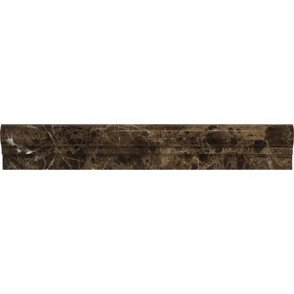 Emperador Dark Premium Marble 2X12 OG - 1 (Single - step Chair Rail Trim) Liner Polished - SurfacesGalore