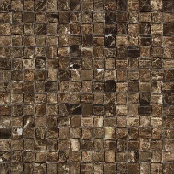 Emperador Dark Premium Marble 3 - D Small - Bread Mosaic Polished - SurfacesGalore