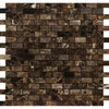 Emperador Dark Premium Marble 5/8X1 1/4 Mini - Brick Mosaic Polished - SurfacesGalore