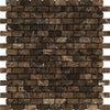 Emperador Dark Premium Marble 5/8X1 1/4 Mini - Brick Mosaic Tumbled - SurfacesGalore