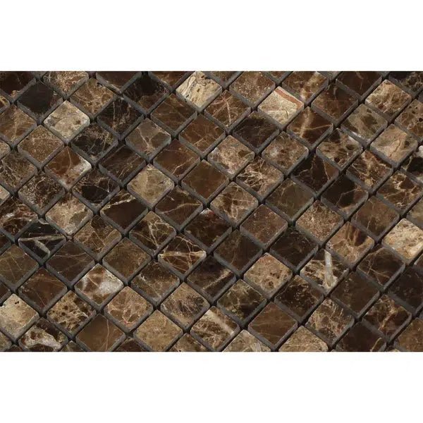 Emperador Dark Premium Marble 5/8X5/8 Mosaic Polished - SurfacesGalore