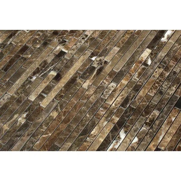 Emperador Dark Premium Marble Bamboo Sticks (Single - Color: Emperador Dark) Mosaic Polished - SurfacesGalore