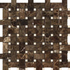 Emperador Dark Premium Marble Basketweave w/ Crema Marfil Dots Mosaic Polished - SurfacesGalore