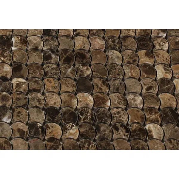 Emperador Dark Premium Marble FAN (Raindrop) Mosaic Polished - SurfacesGalore