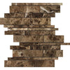 Emperador Dark Premium Marble Manhattan (Random - Strip) Mosaic Polished - SurfacesGalore