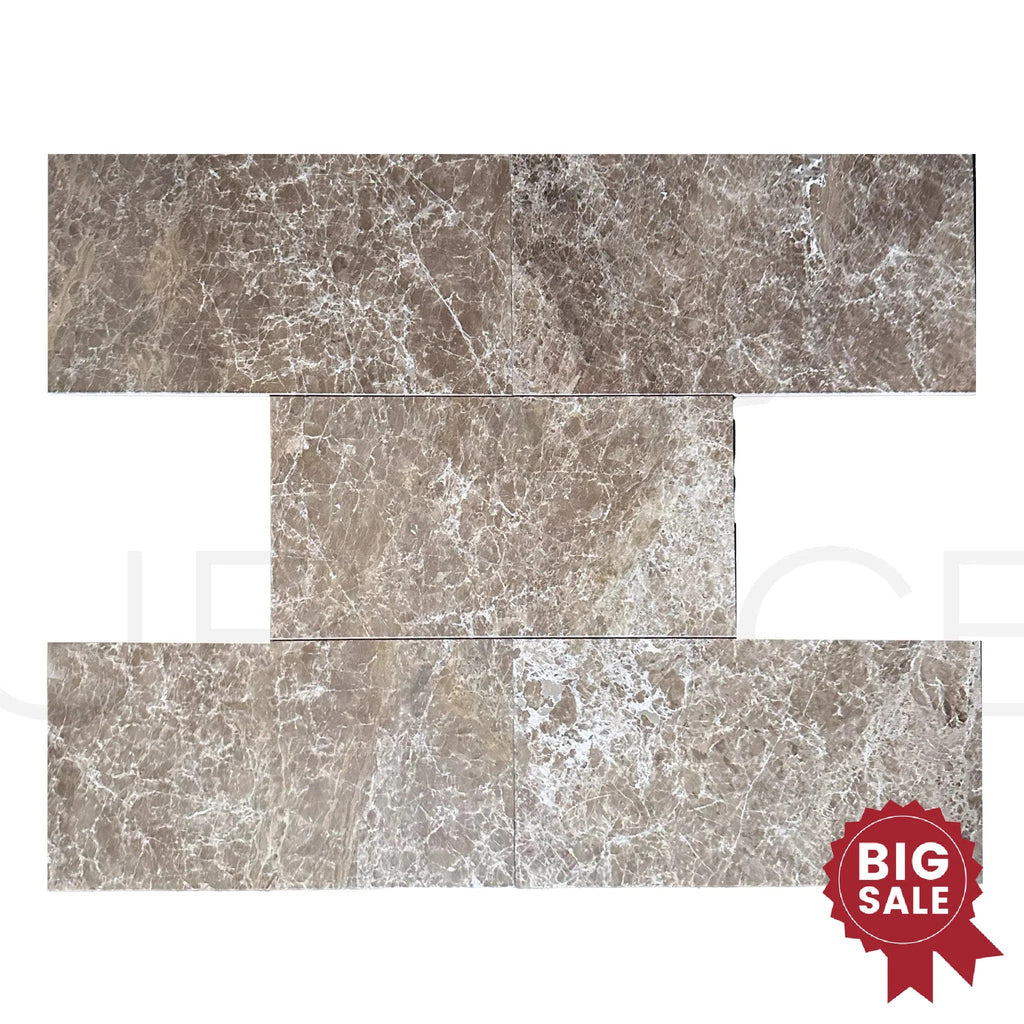 Emperador Light Marble 12X24 Polished Tile 150 Sq.Ft. - Discounted, Marble/Travertine Clearance Sale - SurfacesGalore