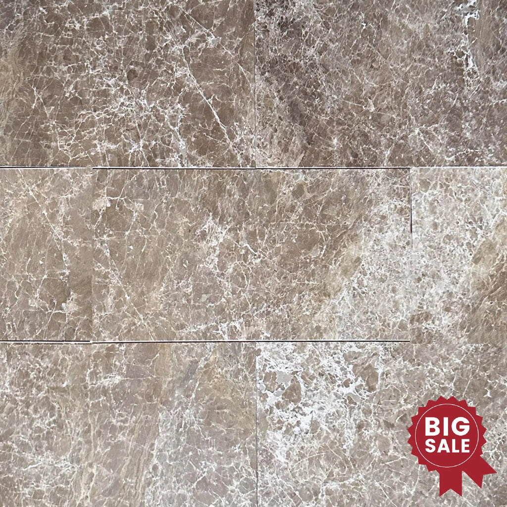 Emperador Light Marble 12X24 Polished Tile 150 Sq.Ft. - Discounted, Marble/Travertine Clearance Sale - SurfacesGalore