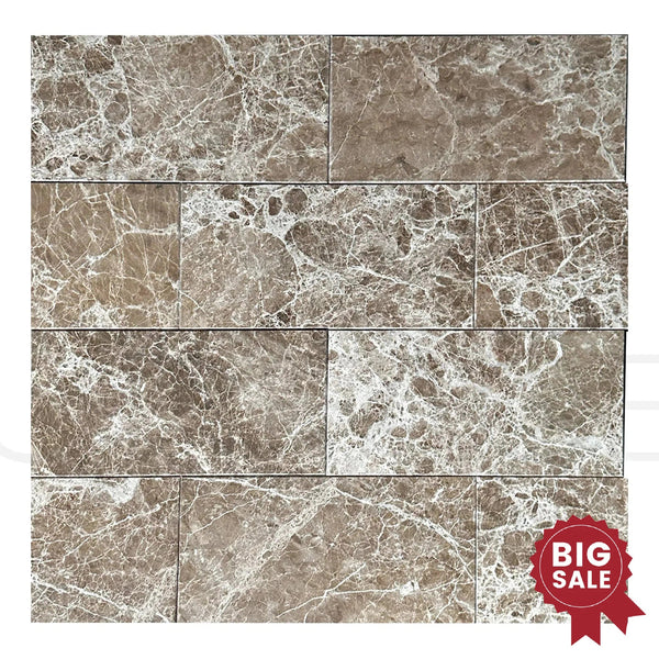 Emperador Light Marble 6X12 Polished Tile 320 Sq.Ft. - Discounted, Marble/Travertine Clearance Sale - SurfacesGalore