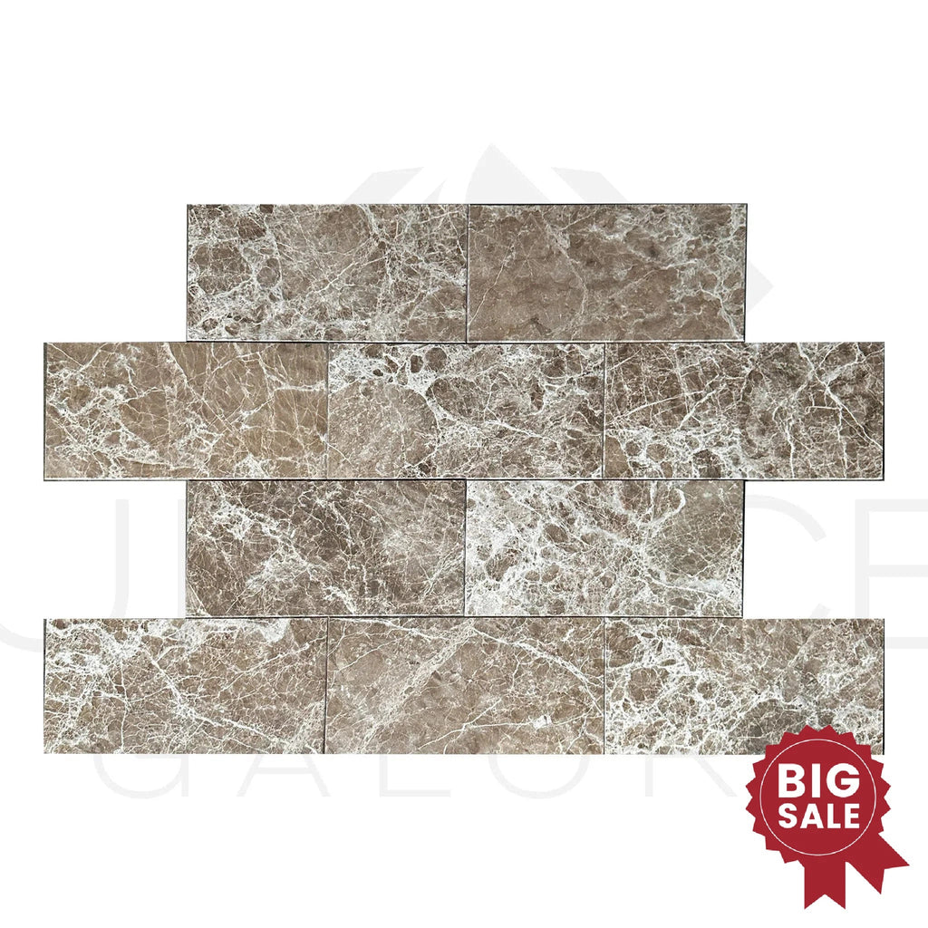 Emperador Light Marble 6X12 Polished Tile 320 Sq.Ft. - Discounted, Marble/Travertine Clearance Sale - SurfacesGalore