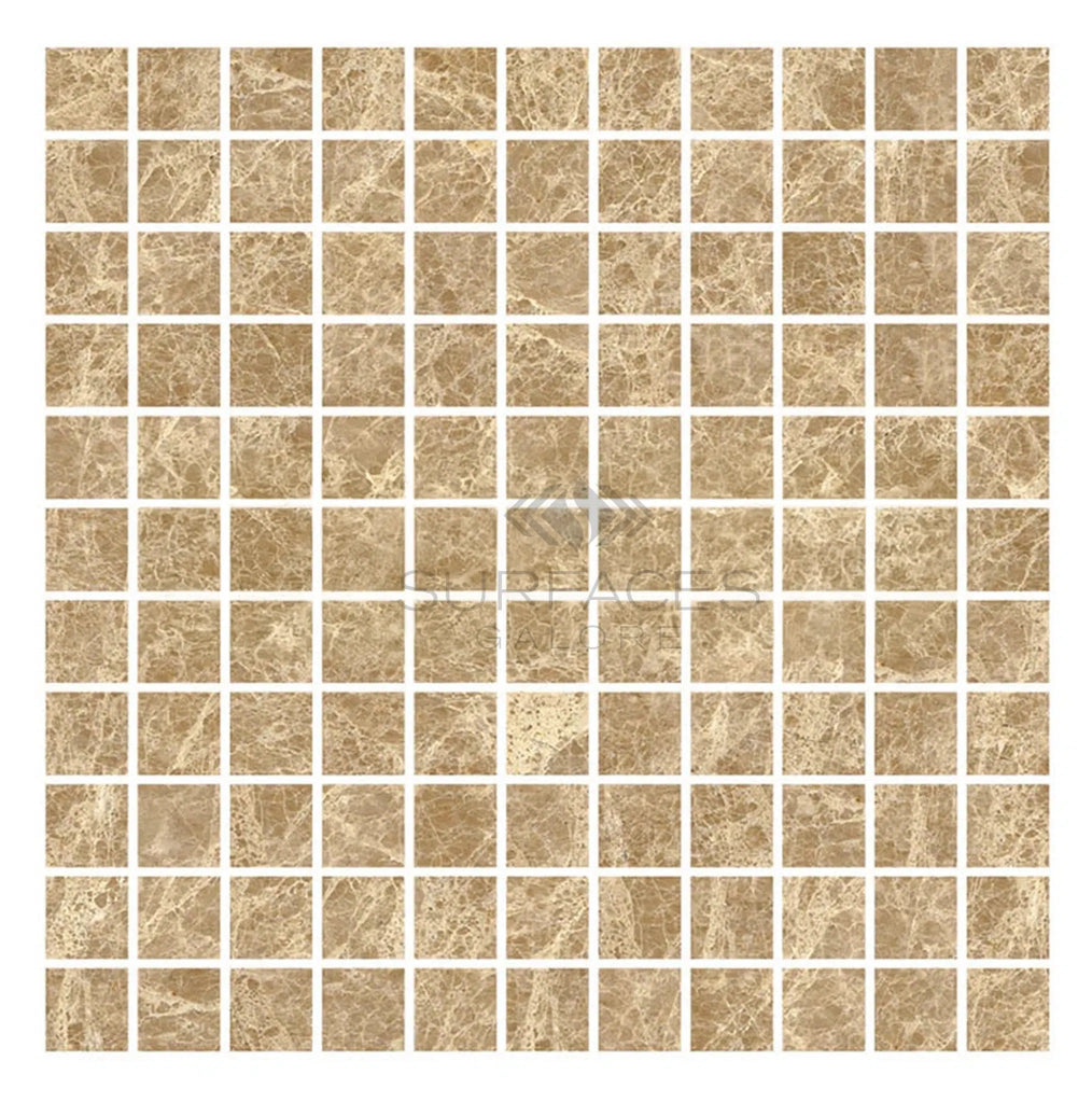 Emperador Light Premium 1X1 Mosaic Marble Polished - SurfacesGalore