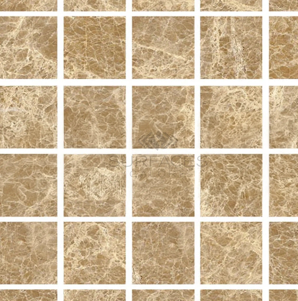 Emperador Light Premium 2X2 Mosaic Marble Polished - SurfacesGalore