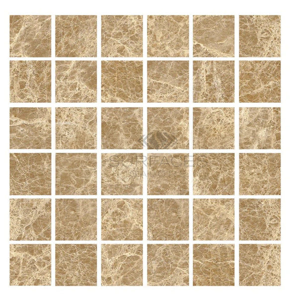 Emperador Light Premium 2X2 Mosaic Marble Polished - SurfacesGalore