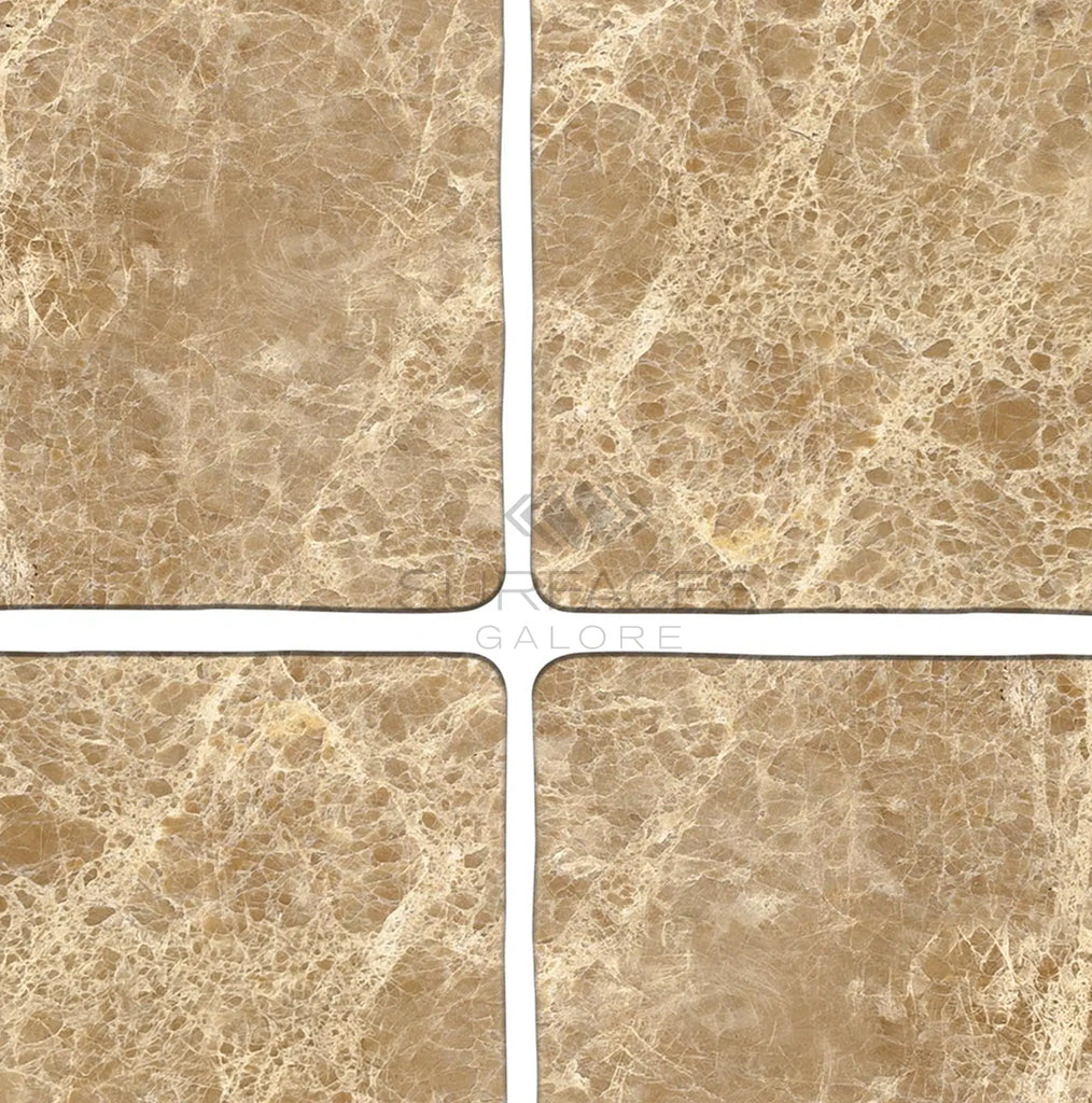 Emperador Light Premium Marble 4X4 Tumbled - SurfacesGalore