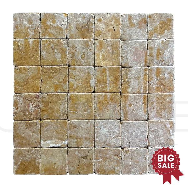 Giallo Reale (Gold - Yellow) Marble 4X4 Tumbled Tile 105 Sq.Ft. - Discounted, Marble/Travertine Clearance Sale - SurfacesGalore