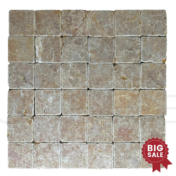 Giallo Reale (Gold - Yellow) Marble 4X4 Tumbled Tile 105 Sq.Ft. - Discounted, Marble/Travertine Clearance Sale - SurfacesGalore